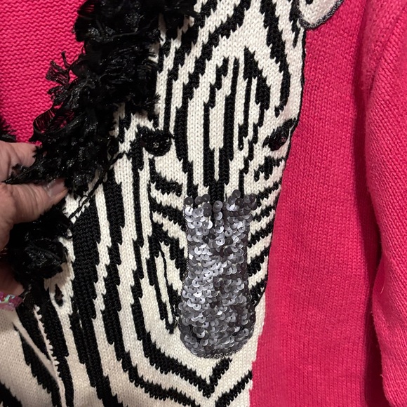 Storybook Knits for HSN Pink Tank Top with Zebra Trim and coordinating cardigan - Picture 7 of 11